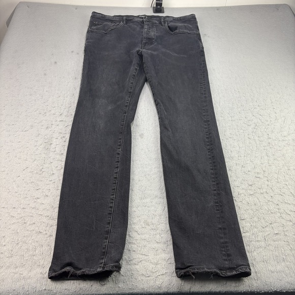 Purple Brand Jeans Mens 38x33 Black Skinny‎ Denim Button Fly P001 - Picture 1 of 13